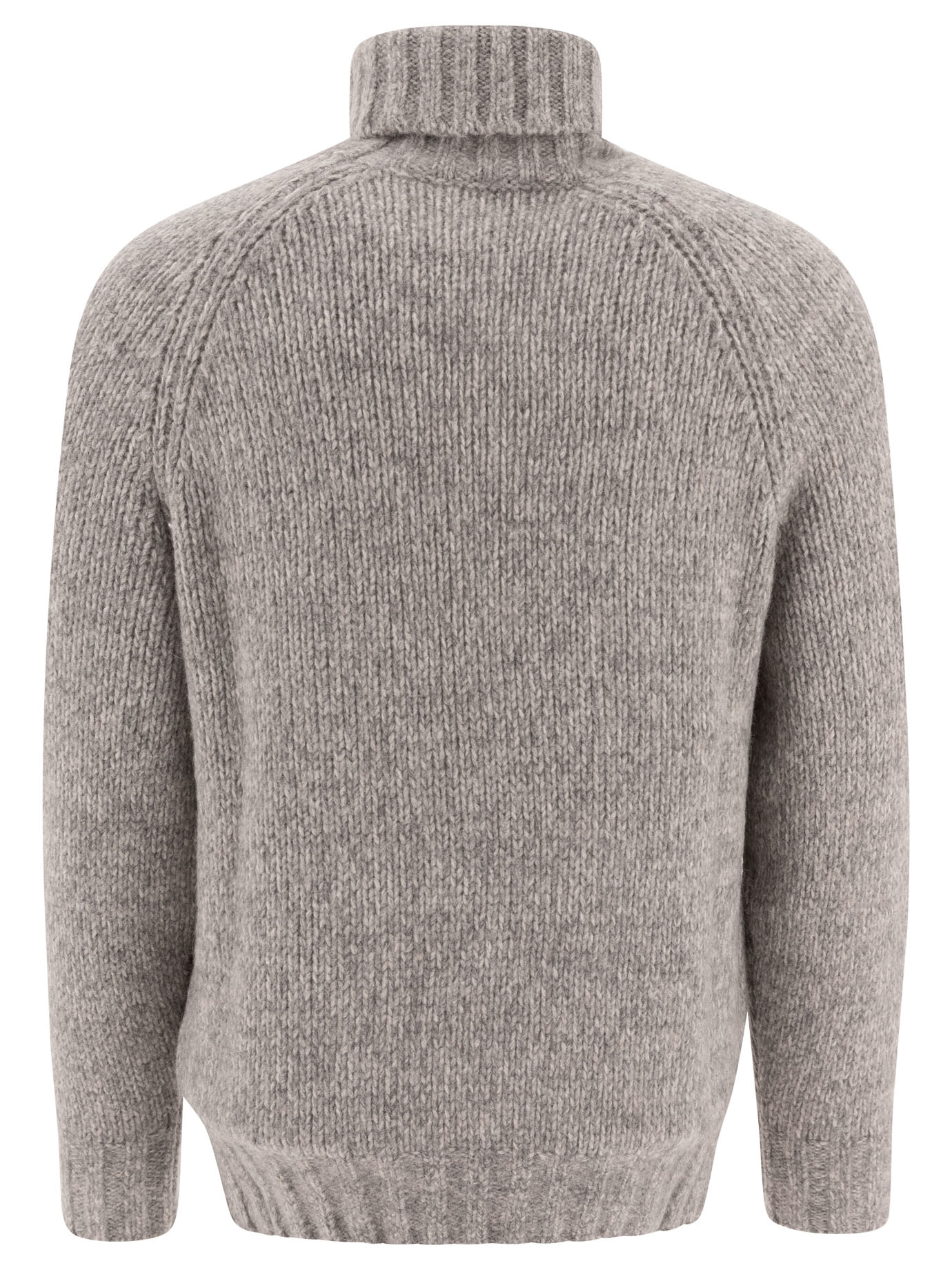 BRUNELLO CUCINELLI Grey Melange turtleneck sweater